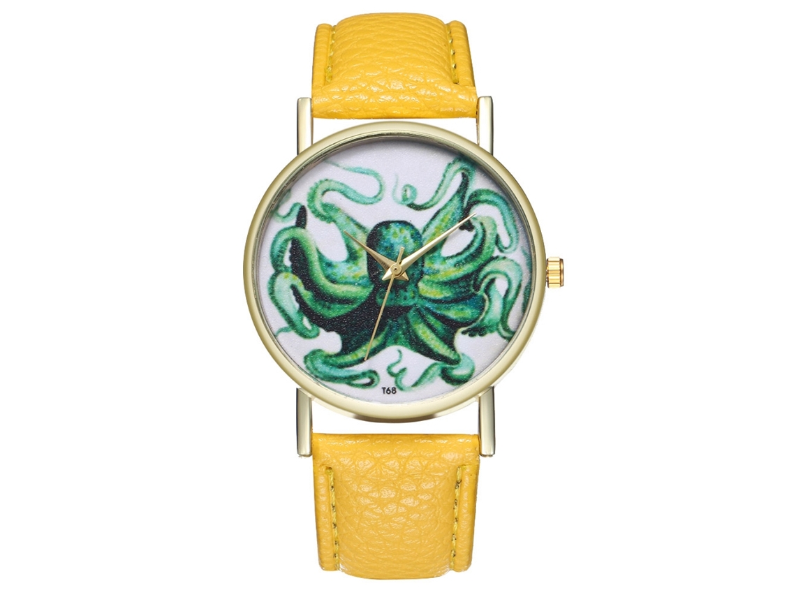 Reloj De Pulsera De Cuarzo Con Correa De Cuero Pu Zhoulianfa (amarillo) Unisex