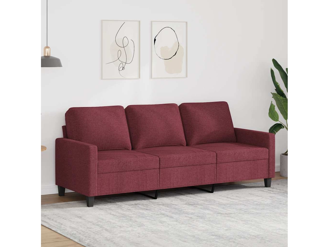 Sofá de 3 plazas HARLANV1, tela roja, 180 cm
