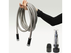 Manguera de Jardín con Rociador, Acero Inoxidable 304, 7,6 m, Resistente a los Rayos UV, A Prueba de Perforaciones, Flexible, Manguera de Acero STARLYF