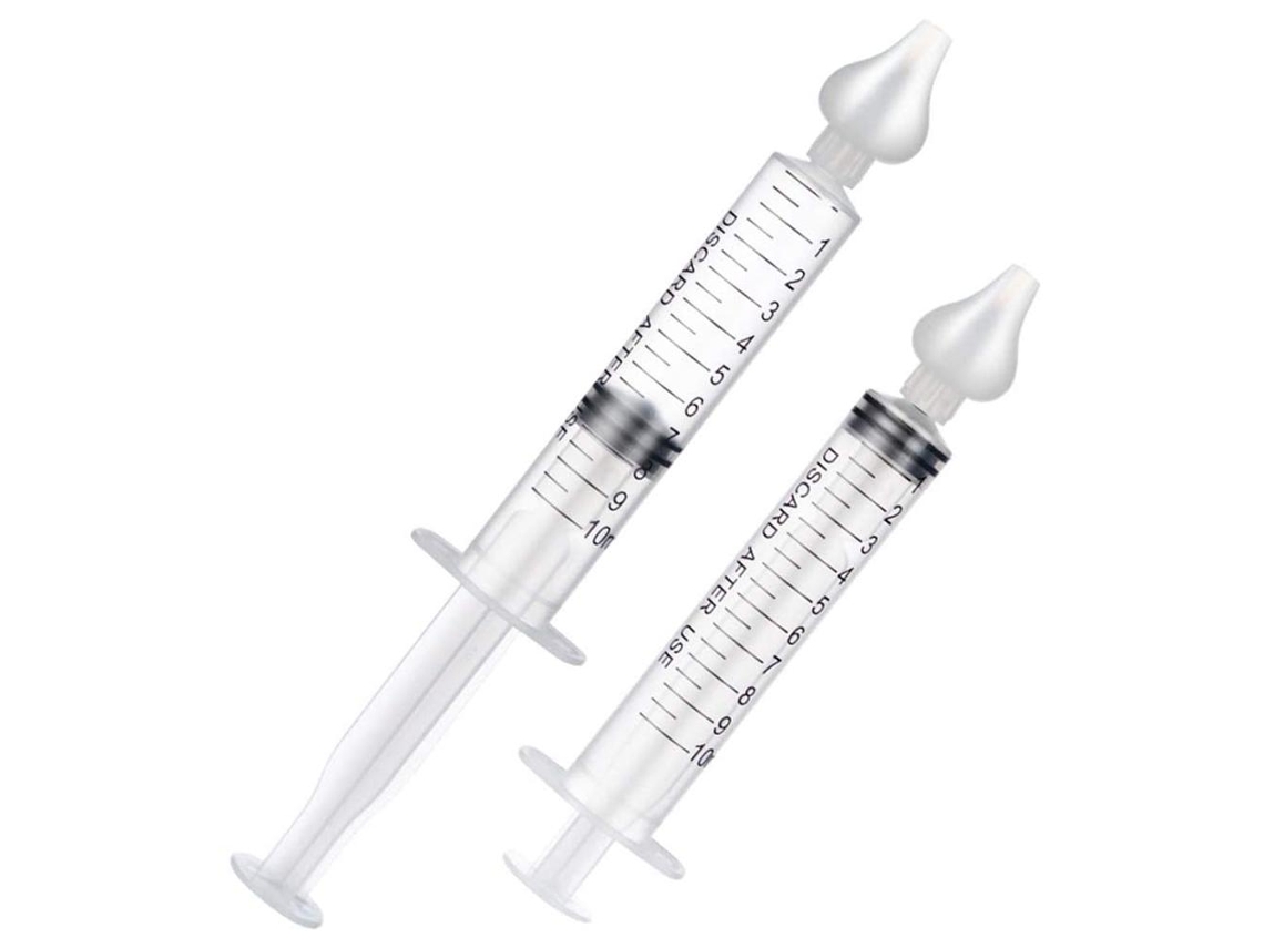 2 Aspiradores nasales portátiles para bebés, jeringa limpiadora nasal, tubo de aguja de silicona