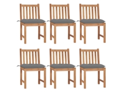 Sillas de jardín DKD Home Decor de 6 piezas con cojines, madera maciza de teca