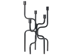 Candelabro escultórico de cinco brazos Beliani Porrtela en hierro negro, 24 x 24 x 50 cm