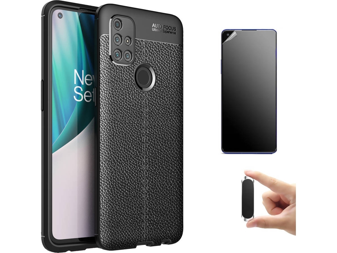 Kit Funda, Protector Y Soporte Para Oneplus Nord N10, Ultimatte Rugged Leather, Negro