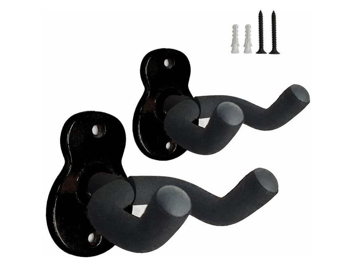 2026-soporte De Pared Para Guitarra, Colgador De Metal (2 Unidades) Con Esponja Protectora, Negro