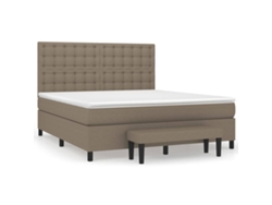 Maison Exclusive - Cama Box Spring Con Colchón Tela Gris Taupe 180x200 Cm
