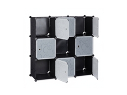 Relaxdays Estantería Modular Con Puertas, Plástico, Negro, 95x95x32 Cm