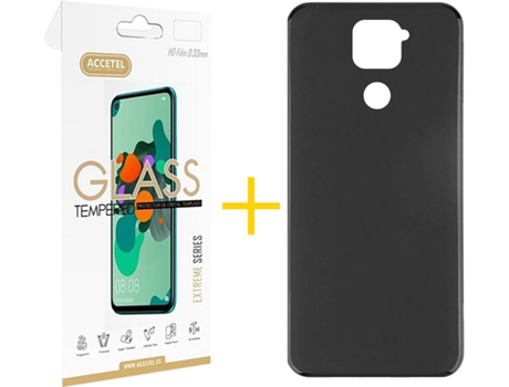 Kit Funda + Protector de Pantalla Xiaomi Redmi 9 ACCETEL Liso (Negro)