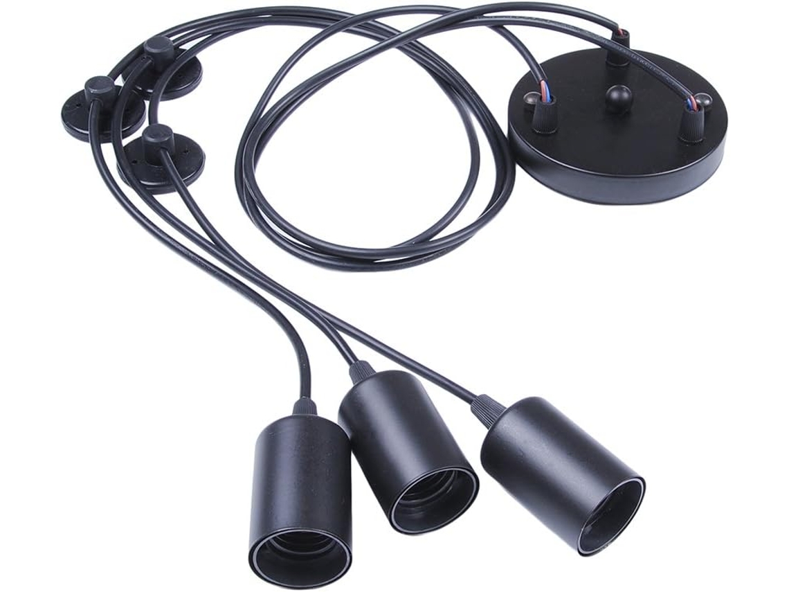 Pendente Estilo Edison (tipo "aranha") Com 3 Braços, Cabo Ajustável De 2 Metros, Estrutura De Grade De Metal (lâmpadas Não Incluídas)