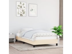 Estructura De Cama Sin Colchón Tela Crema 100x200 Cm