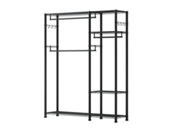 Perchero de pared Succebuy con 3 barras y 6 niveles de altura ajustables, color negro