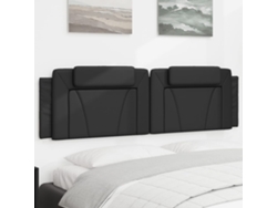 Cabecero De Cama Acolchado Cuero Sintético Negro 180 Cm