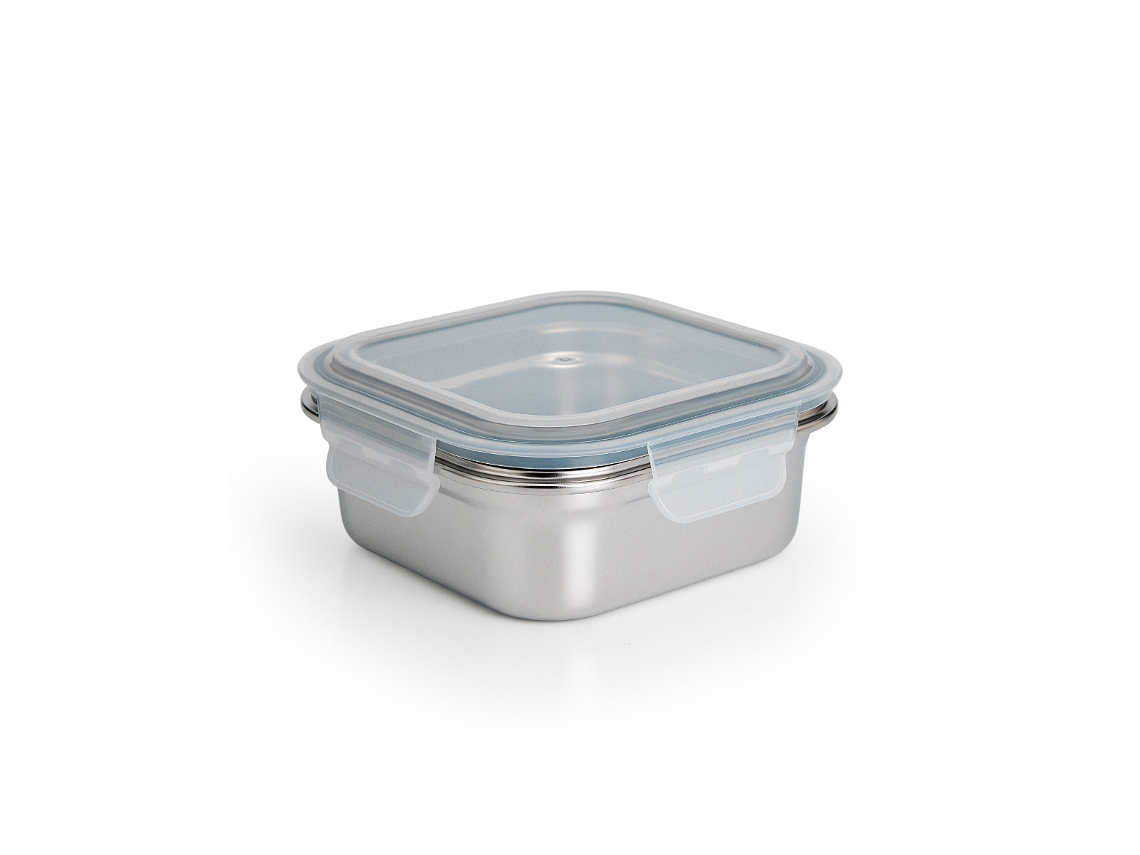 Recipiente cuadrado de acero inoxidable Ibili Keepklin de 0,3 l, apto para microondas