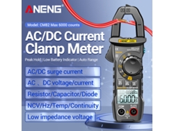 Pinza Amperimétrica Digital Aneng Cm82, True Rms, 6000 Cuentas, Medidor Universal Ncv 600v 600a