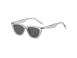 Gafas de sol retro estilo ojo de gato para mujer con lentes negras de malla de plástico y protección UV400 MDUG (gris)