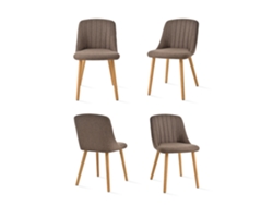 Sillas De Comedor Goeurvant 993(pack De 4, Marrón Moca, Tela)