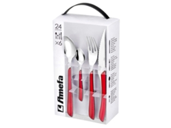 Amefa Juego de cubiertos Eclat 24 piezas rojo