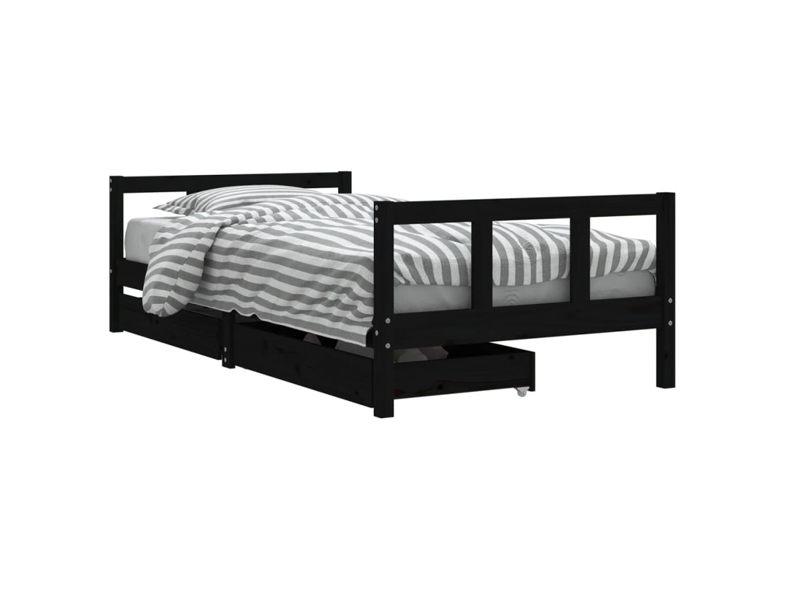 Maison Exclusive - Estructura De Cama Infantil Con Cajones Madera Negro 90x190 Cm