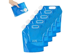 2026da-linjou 5 Pack Bidón De Agua Colapsable 10l Sin Bpa Alimentario Antifugas Para Camping Senderismo Emergencias