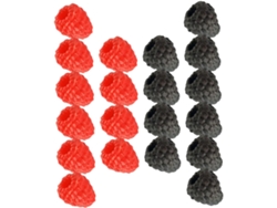 Juego De 20 Frambuesas Artificiales Decorativas, Modelos Simulados, Negras Y Rojas, Accesorio De Decoración.