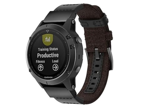 Correa Correa de Reloj de Lona y Cuero para Garmin Fenix5 Plus, Tamaño de Correa: 150 110 mm Marrón VENISYMLIS