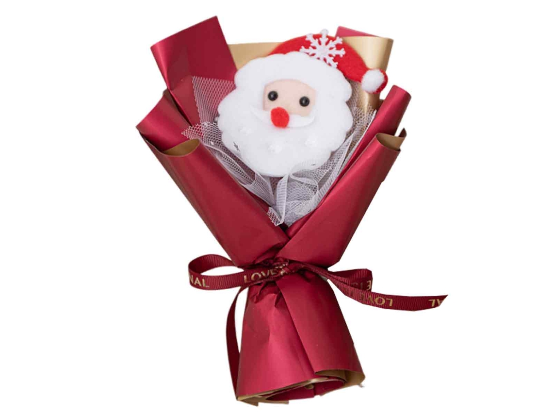 Ramo de rosas navideñas a crochet con Papá Noel RNEMITERY