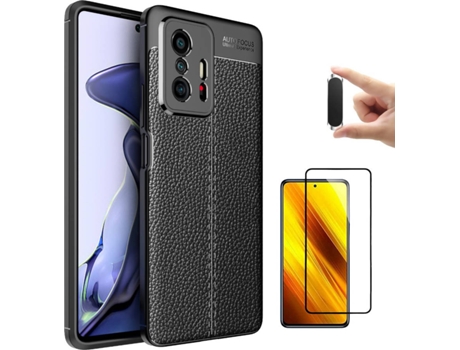 Funda + Protector de Pantalla + Soporte Magnético Xiaomi 11T Pro Rugged Leather Negro