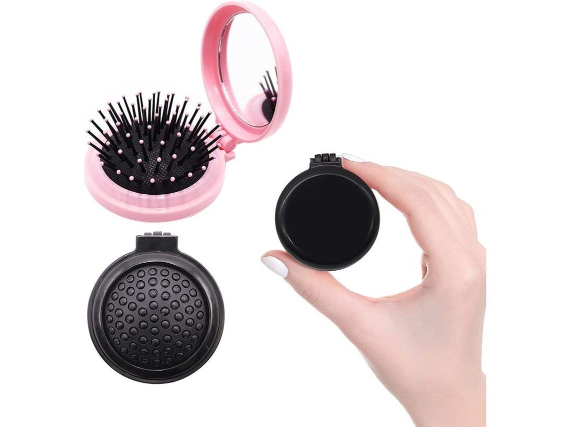 Cepillo Para El Cabello De Bebé Niña, Hombre Y Mujer Para Cabello Húmedo O Seco, Desenredante Profesional Con Espejo Plegable, Mini De Viaje, 2 Unidades