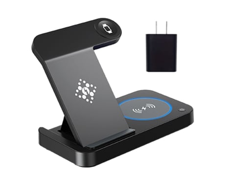 Cargador Inalámbrico 3 en 1 Estación de Carga Rápida de 15W para Apple Watch 9/8/Ultra 2/Ultra/Se/7/6/5/4/3/2 para AirPods 3/2/1/Pro/Pro CHRONUS