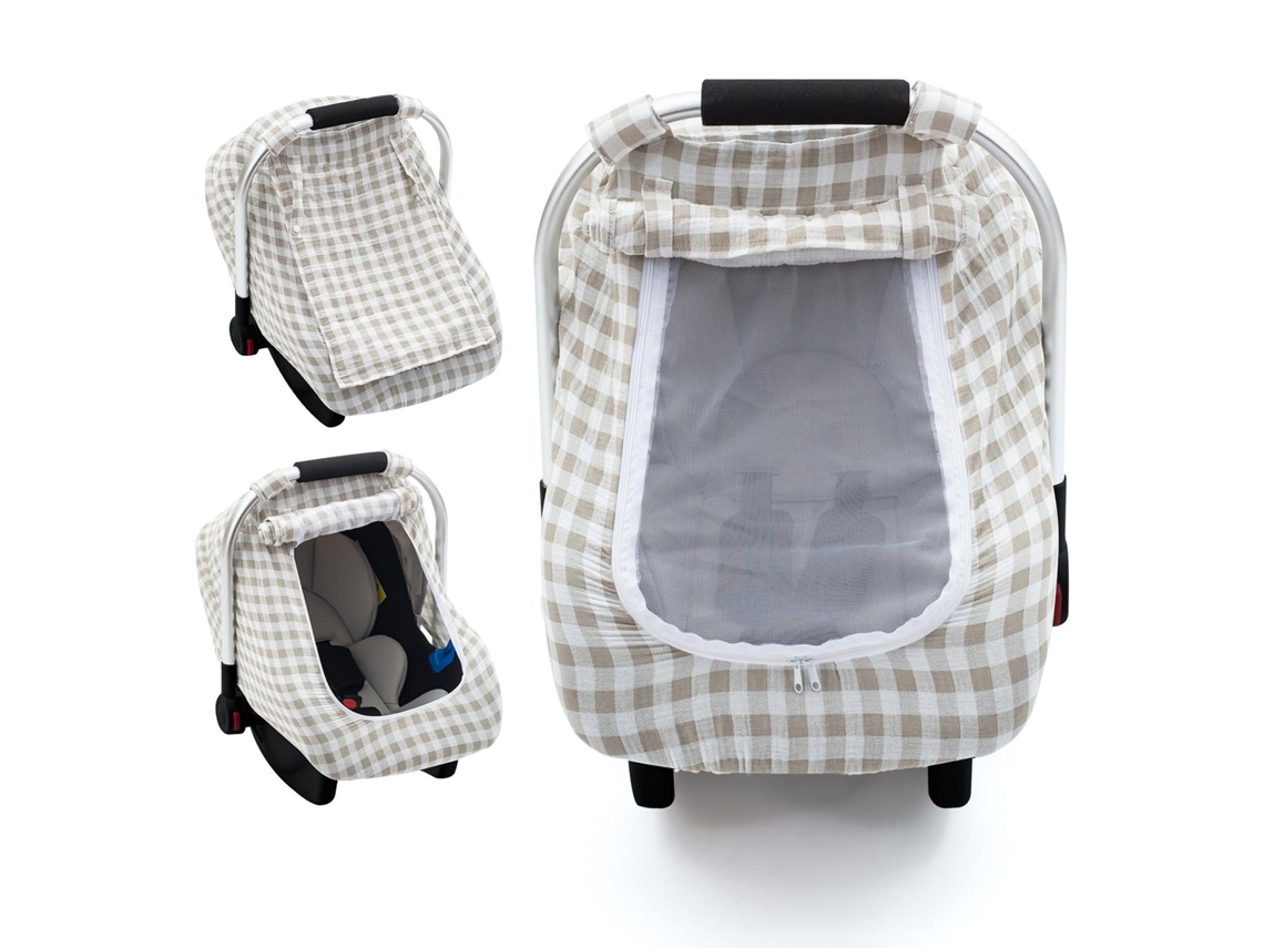 Funda de asiento de coche para bebé Eifson Summer con ventana de malla grande y capota transpirable (marrón)