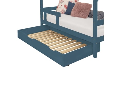 Cajón de cama 90 x 190 con somier de láminas BUDDY - verde petróleo BENLEMI