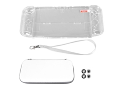 Bolsa De Almacenamiento Para Consola De Juegos (juego De Accesorios Portátiles De Protección De Almacenamiento) Exclusivo De México Bolsa Con Cremallera Gris Ns Oled + Funda De Cristal Y Otro Juego De Accesorios