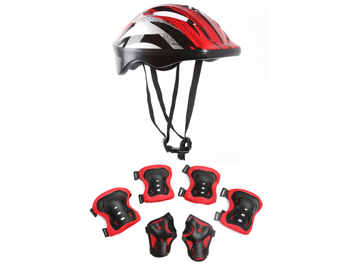 Equipo de protección para ciclismo de 7 piezas, incluidas muñequeras Mdug (rojas)
