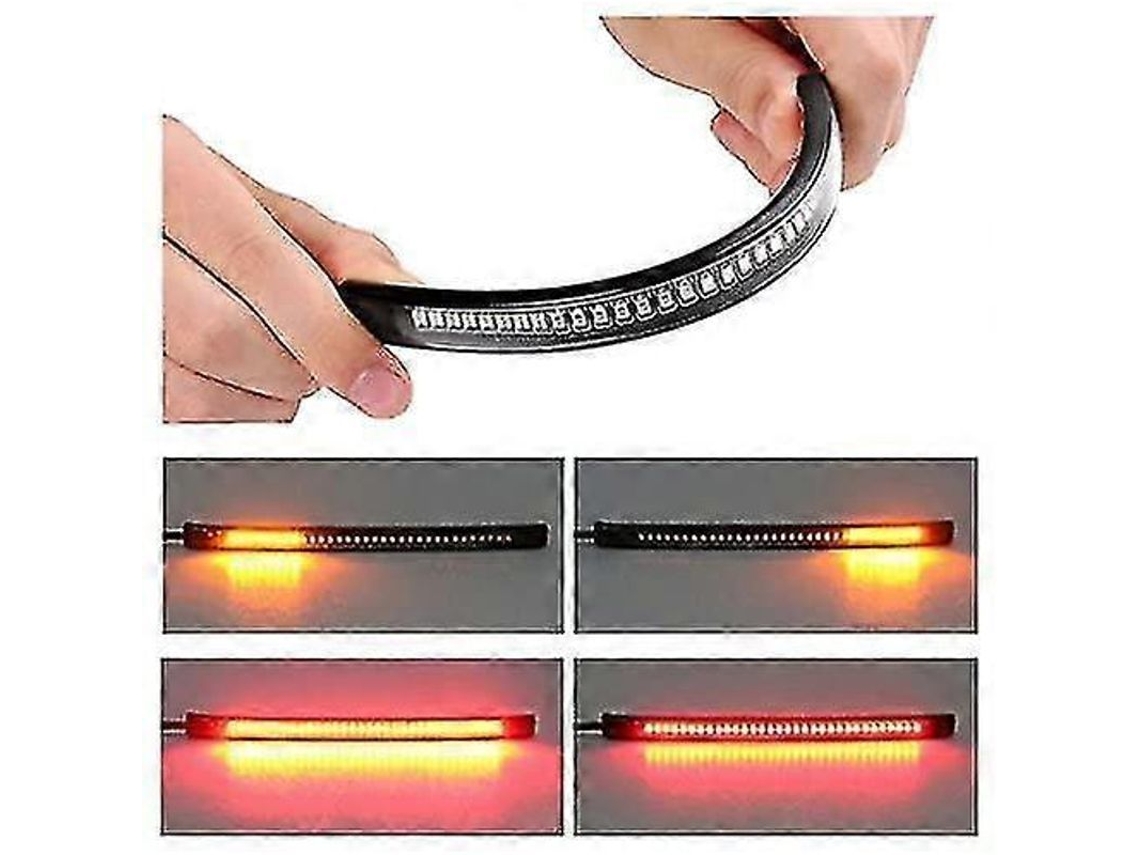 Luz De Freno Led De 48 Led Para Motocicleta, Coche, Bicicleta, Intermitente, Barra Flexible De 12 V, 2 Unidades