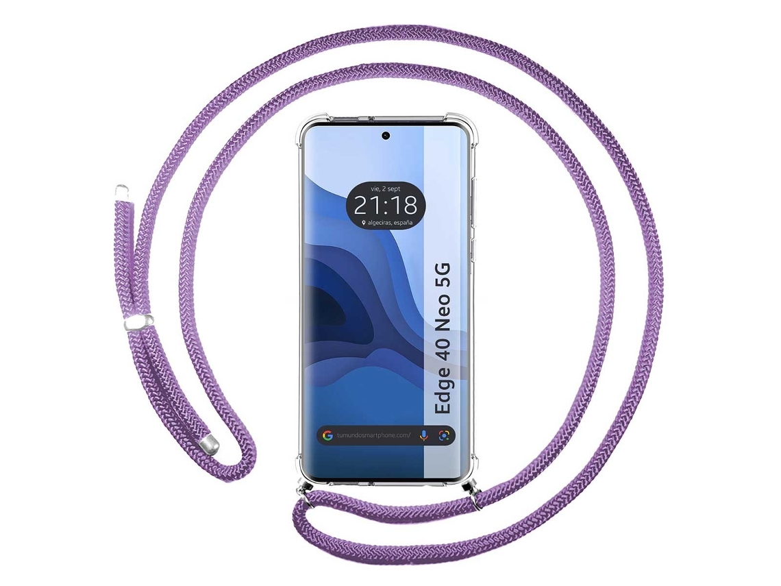 Funda Suspensa para Motorola Edge 40 Neo 5G TUMUNDOSMARTPHONE Silicona Morado