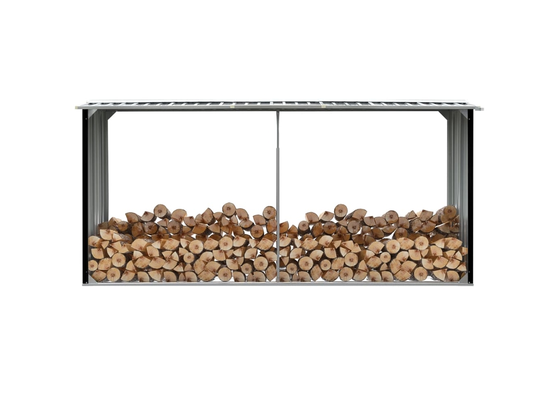 Caseta de jardín para almacenamiento de troncos de acero 330x92x153cm Antracita LOVELY HOME