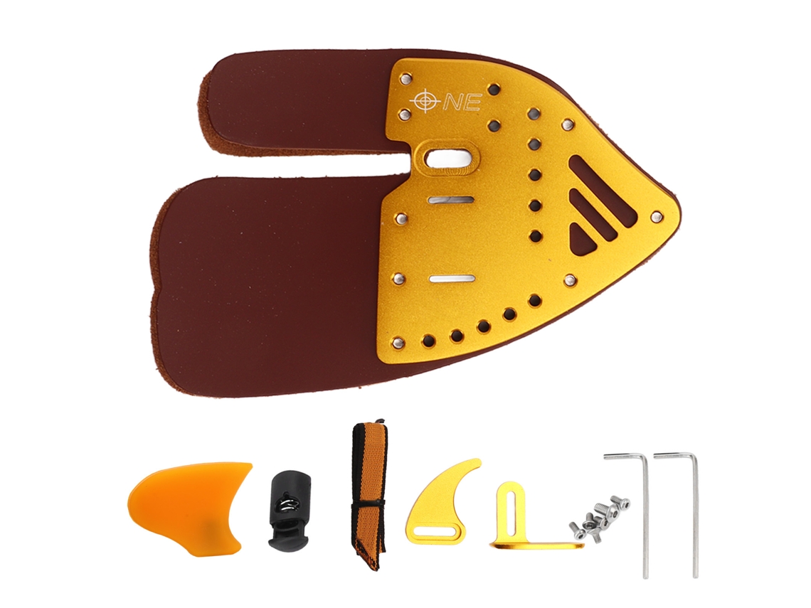 Protector De Dedos Para Arco Recurvo, De Cuero, Integrado, Diseño Ergonómico Para Tiro Con Arco Al Aire Libre, Dorado/marrón