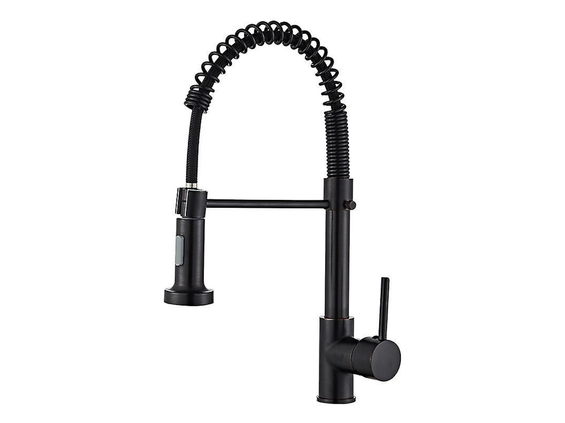 2026 - Rociador de cocina con rociador giratorio de 360 grados, 2 modos de salida de agua, acero inoxidable extraíble, negro mate.