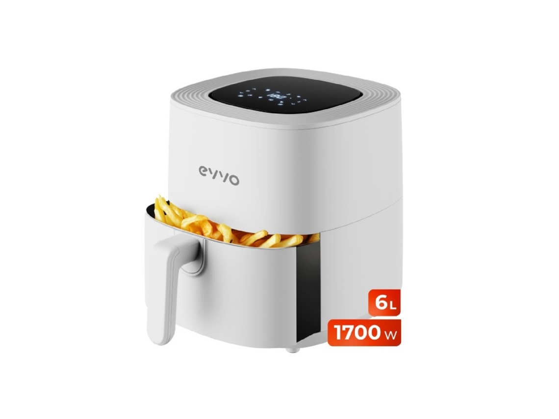 Evvo Freidora Aire Sin Aceite De 6l, 1700w, Recipiente Antiadherente, Tecnología Dual Cyclone, Multifunción, Hornea, Deshidrata,
