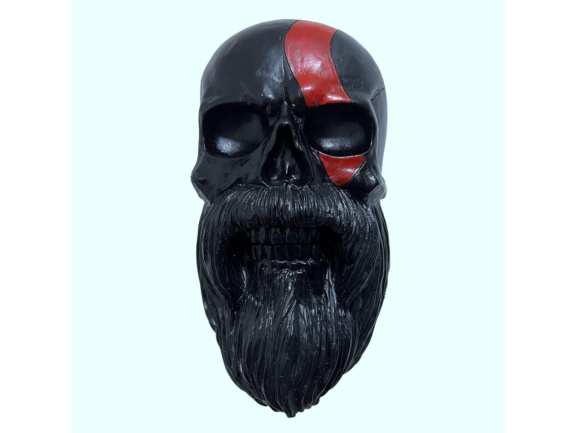 Soporte Para Casco Con Forma De Calavera Y Barba Para Decoración De Pared Artesanal