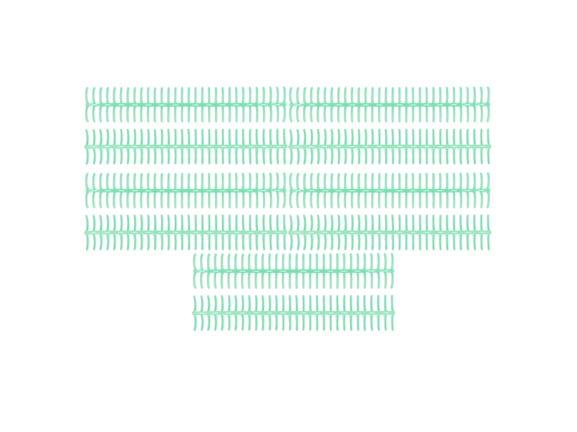10 espirales de plástico para encuadernación de 19 mm, 30 anillas, compatibles con papel A4, B5 y A5, capacidad para 150 hojas, color verde.
