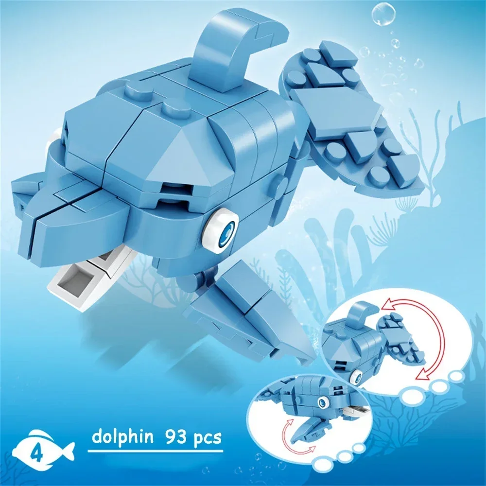 Juguetes De Bloques De Construcción De La Serie De Animales Del Océano, Un Juego De Juguetes Del Mundo Oceánico Educativo Y Divertido.