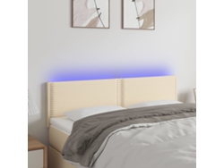 Cabecero Con Led De Tela Color Crema 144x5x78/88 Cm