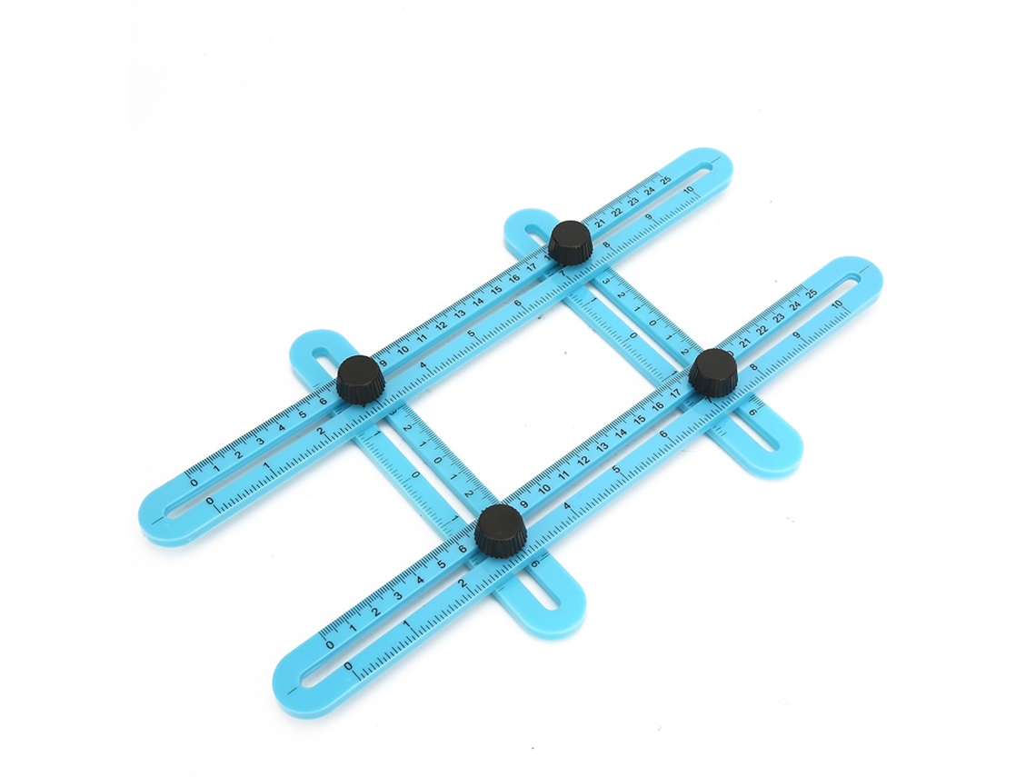 Regla Plegable Multifuncional Con Mecanismo Deslizante, Plástico Azul.