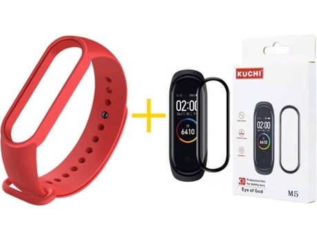 Correa + Protector Mi Band 6 KUCHI Silicona (Rojo)