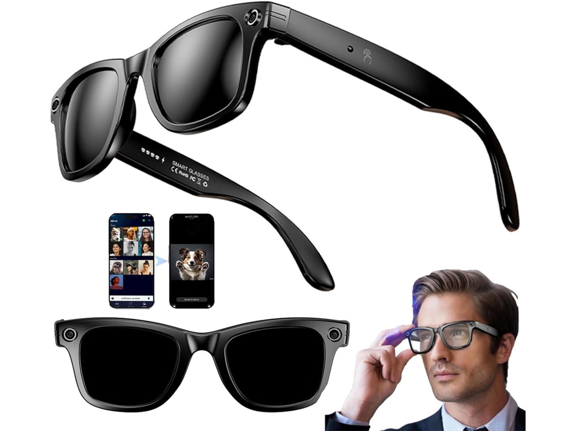 Smartglasses Con Ia, Cámara Hd, Asistente De Voz, Llamadas Bluetooth, Grabación De Audio, Reconocimiento Y Traducción De Imágenes (negro)