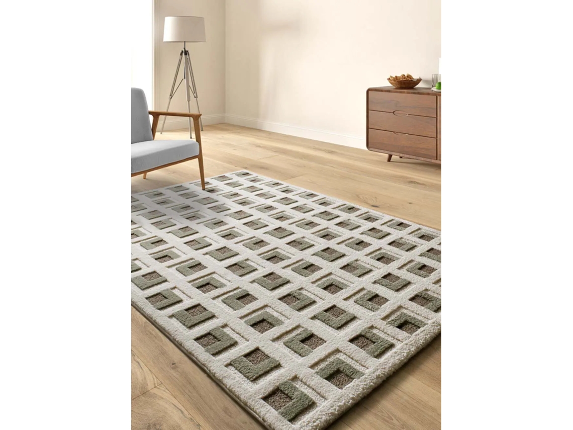 Alfombra Interior Geométrico Con Relieve - Atticgo - Candela Marrón / Blanco 200x290 Cm