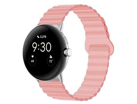 Correa para reloj Google Pixel, hebilla inversa, correa de reloj de silicona magnética rosa VENISYMLIS