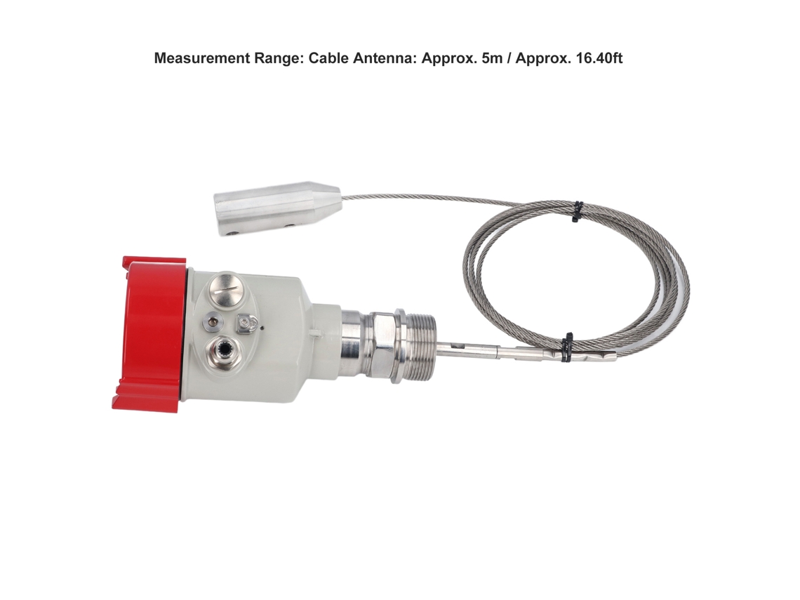 Sensor de nivel de líquido con radar inteligente cableado, onda guiada para partículas sólidas en polvo, 24 V CC, 4-20 mA, 0-5 m