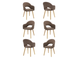 Sillas De Comedor Goeurvant 1316(pack De 6, Marrón Moca, Tela)