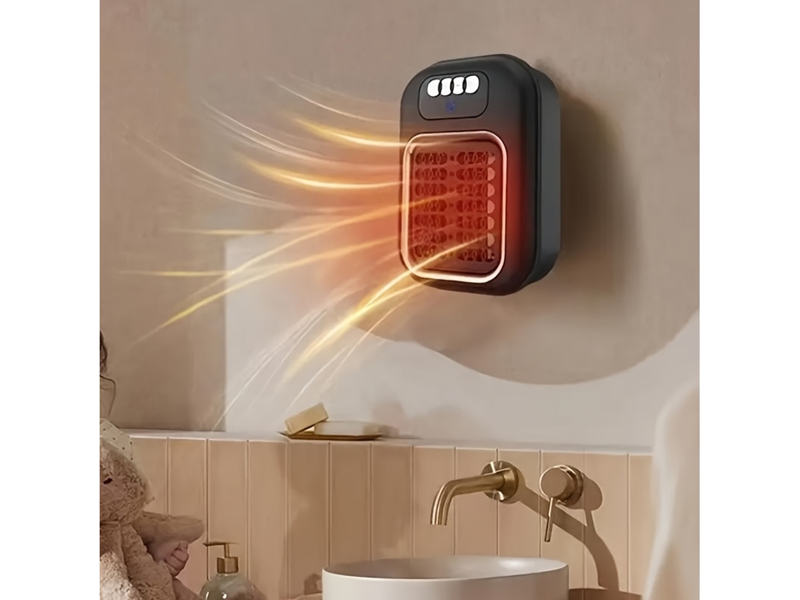 Calefactor portátil, calefactor de pared con ventilador y control remoto (negro) Cuich